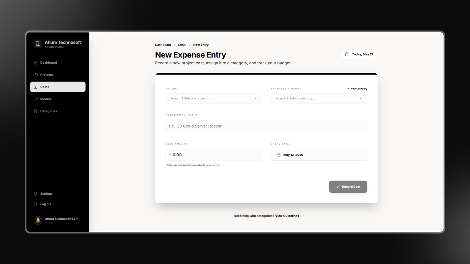 Expense Entry Module